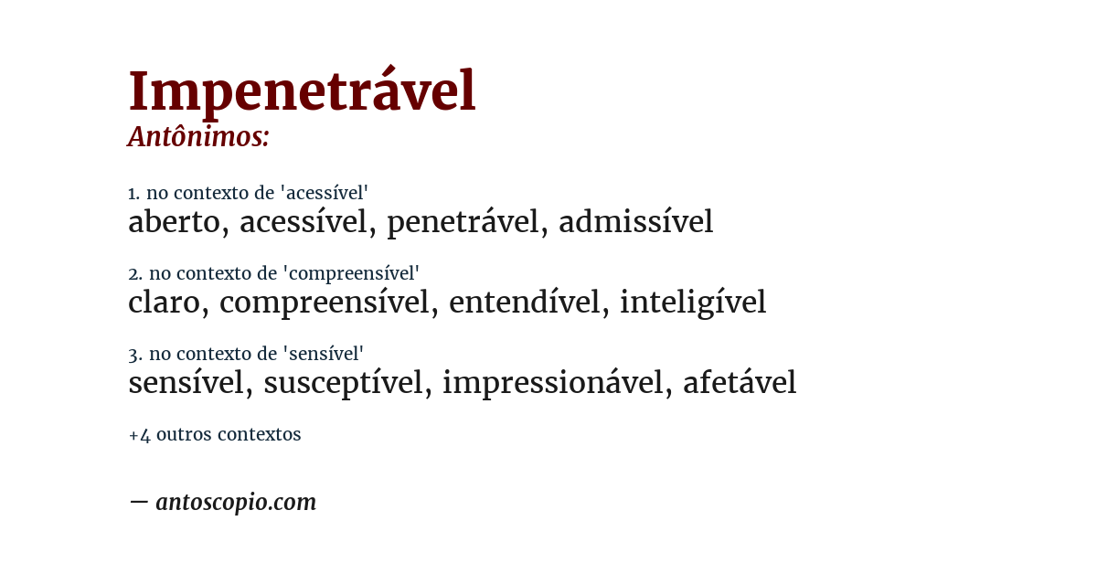 Antônimo de impenetrável