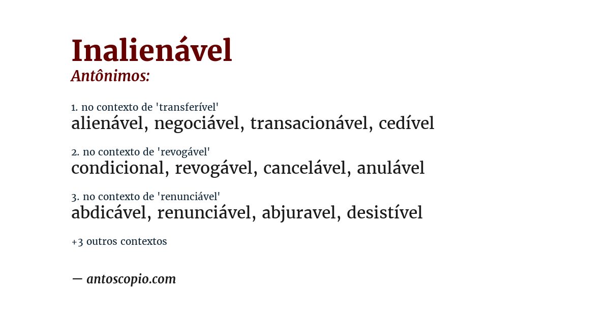 Antônimo de inalienável