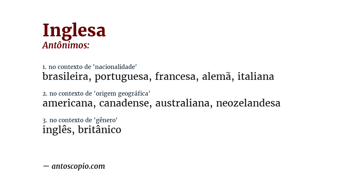 Antônimo de inglesa