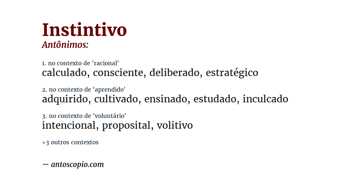Antônimo de instintivo