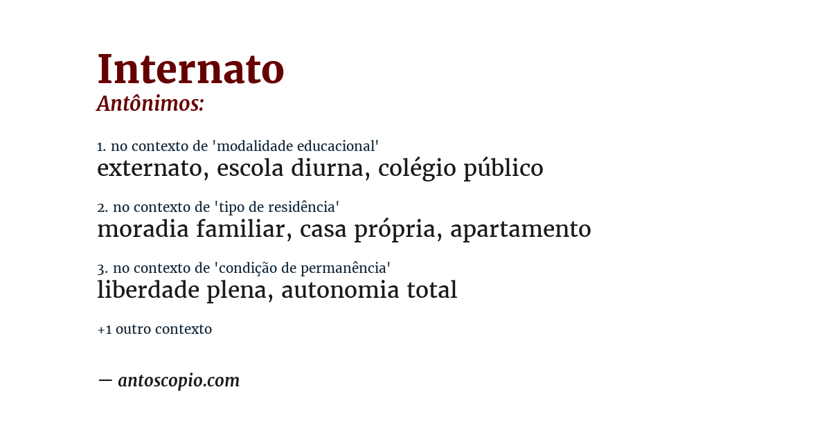 Antônimo de internato