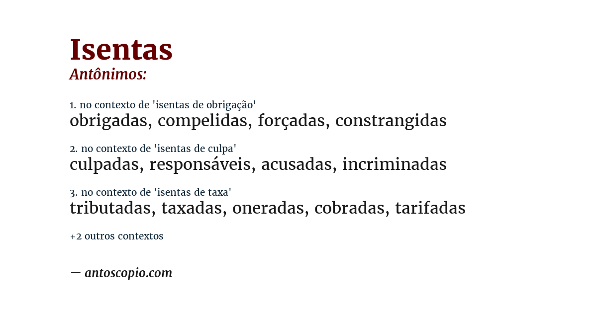 Antônimo de isentas