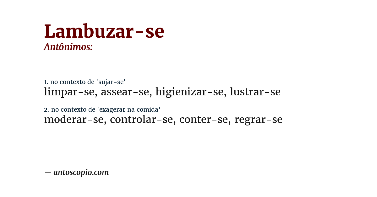 Antônimo de lambuzar-se