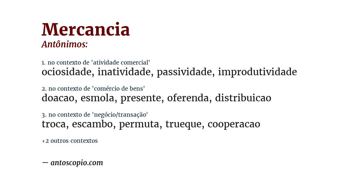 Antônimo de mercancia