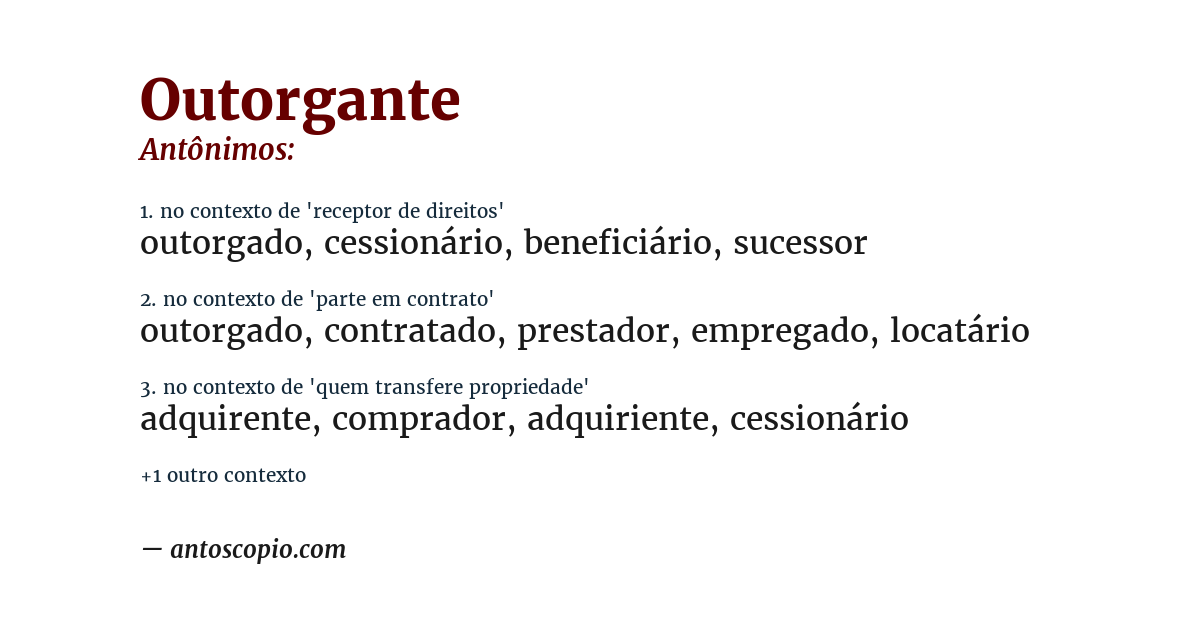 Antônimo de outorgante