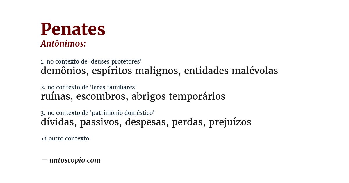 Antônimo de penates