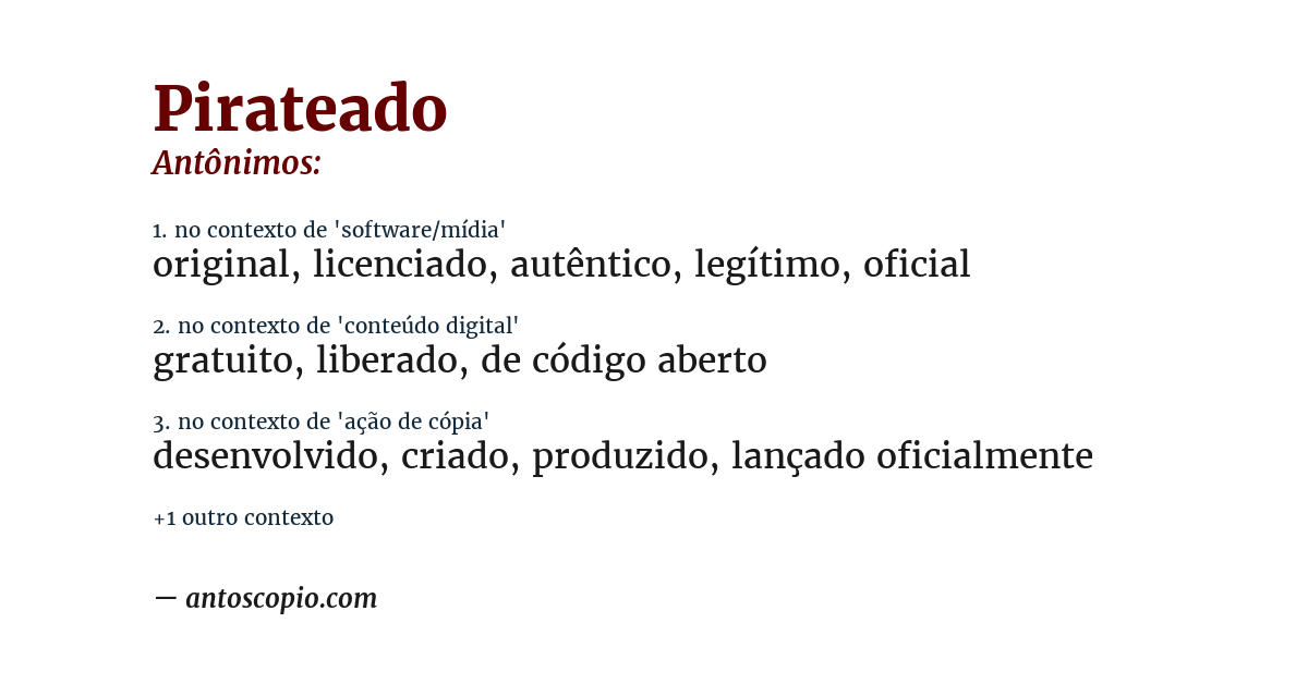 Antônimo de pirateado