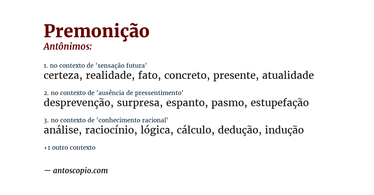 Antônimo de premonição