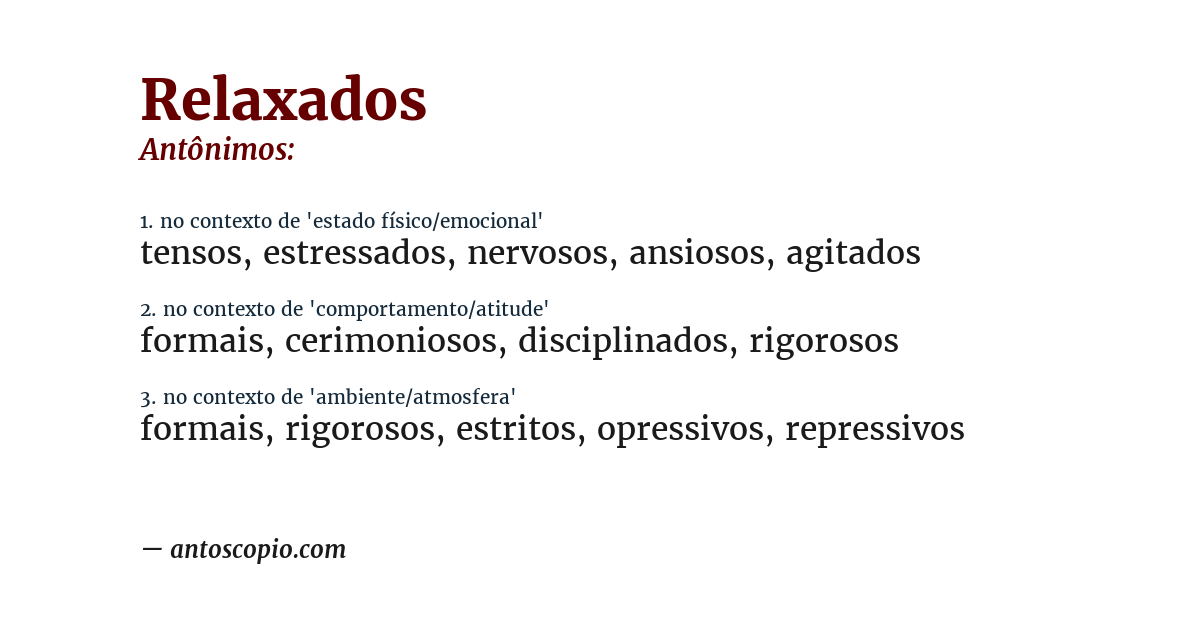 Antônimo de relaxados