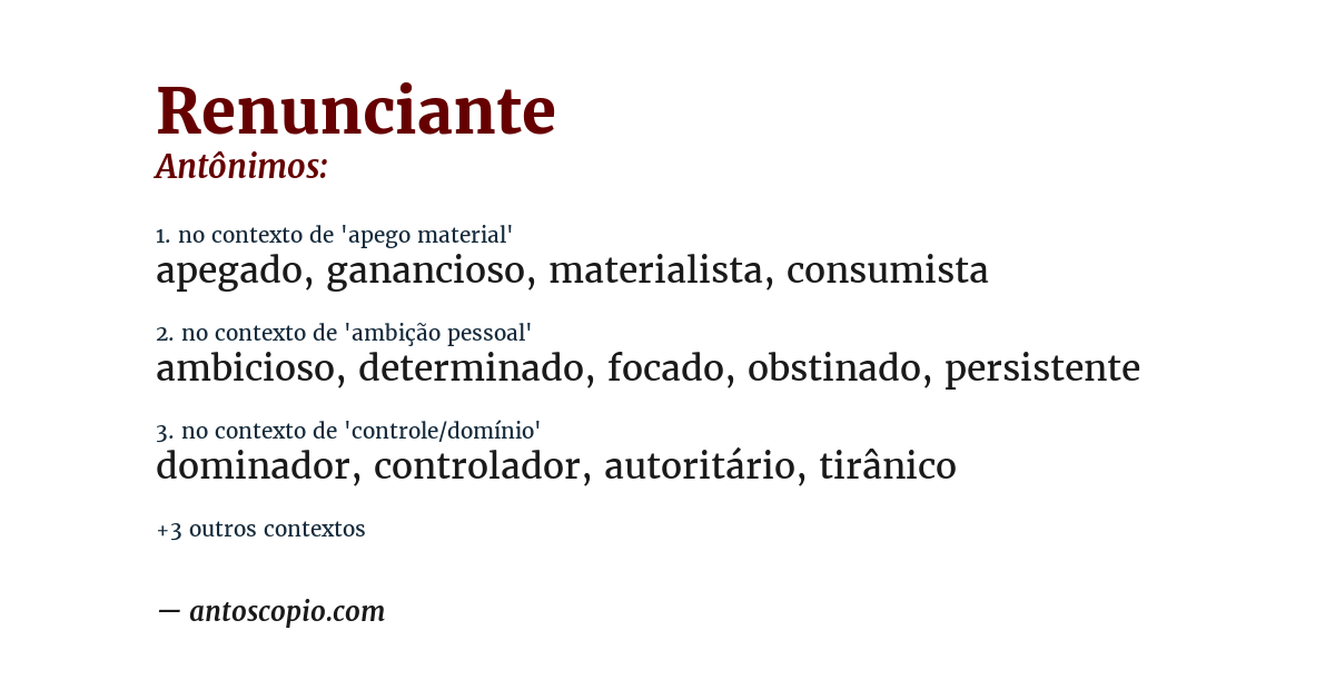 Antônimo de renunciante