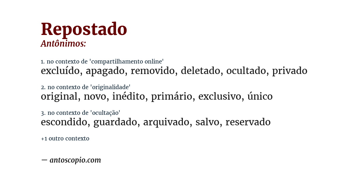 Antônimo de repostado
