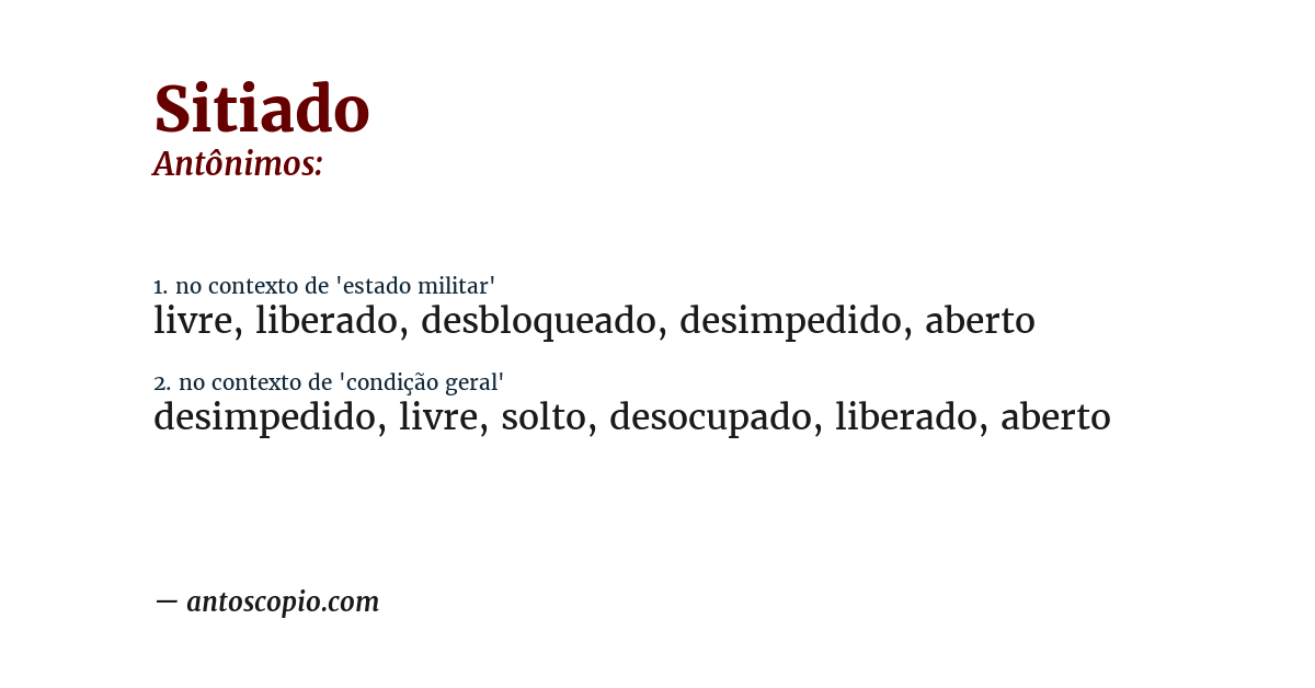 Antônimo de sitiado