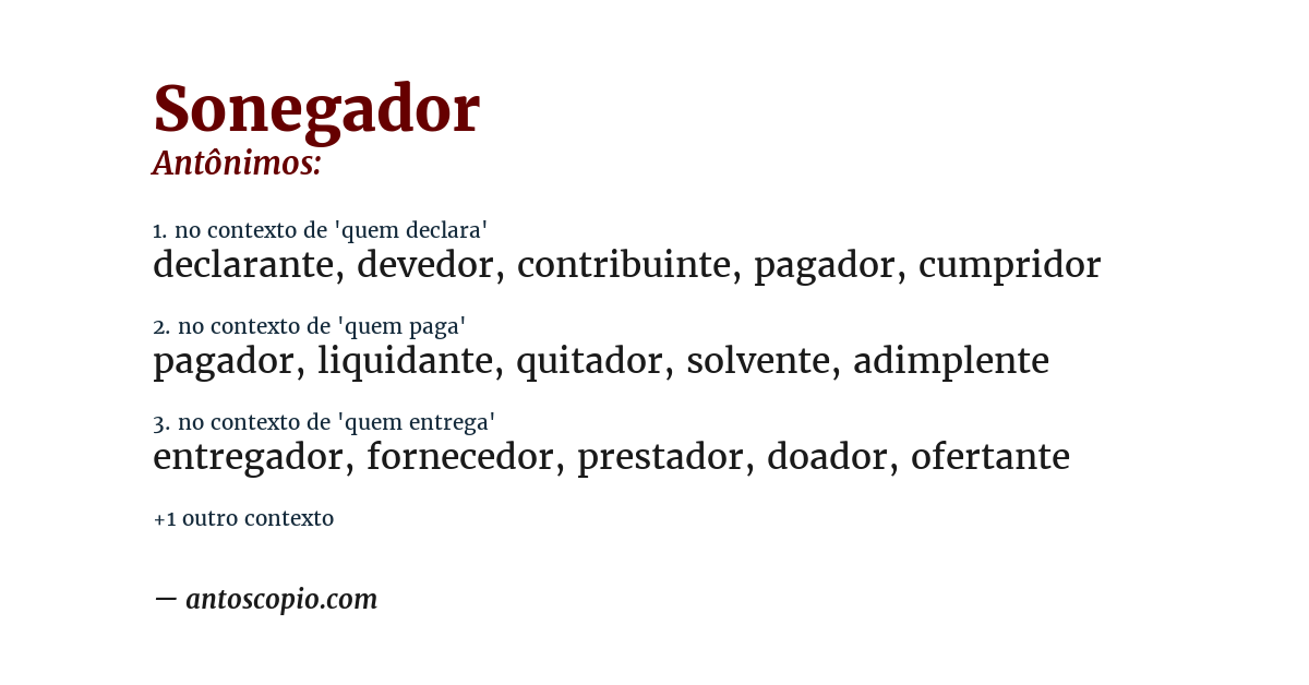 Antônimo de sonegador
