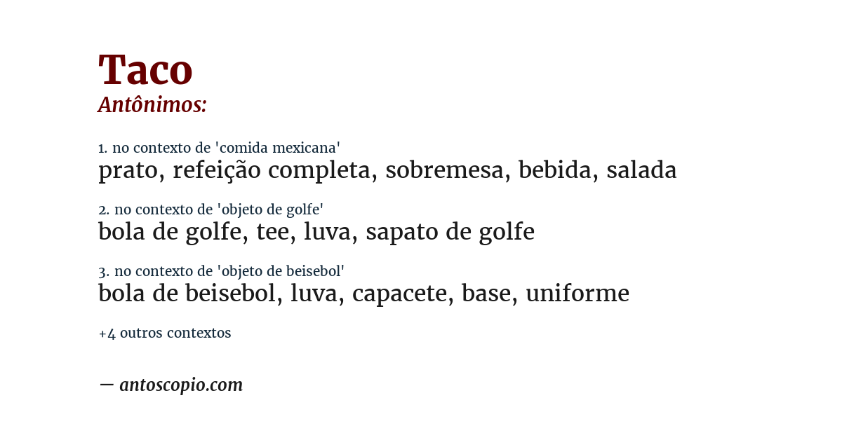 Antônimo de taco