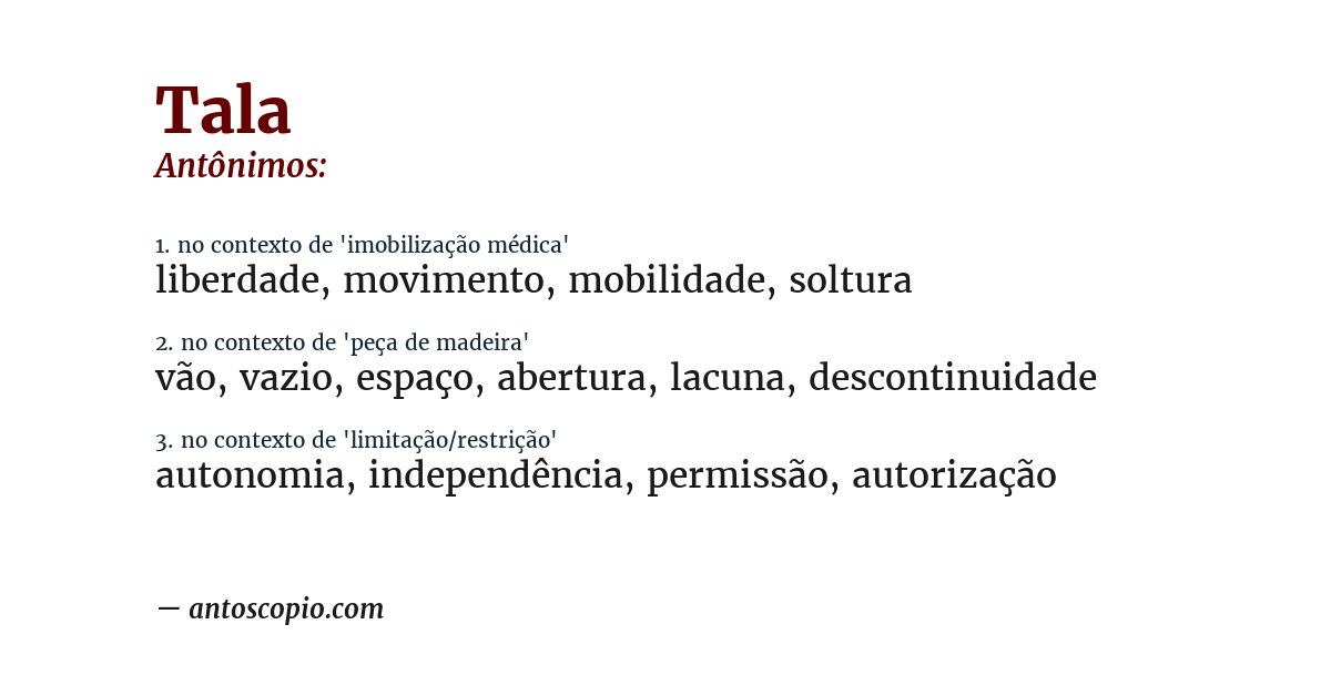 Antônimo de tala