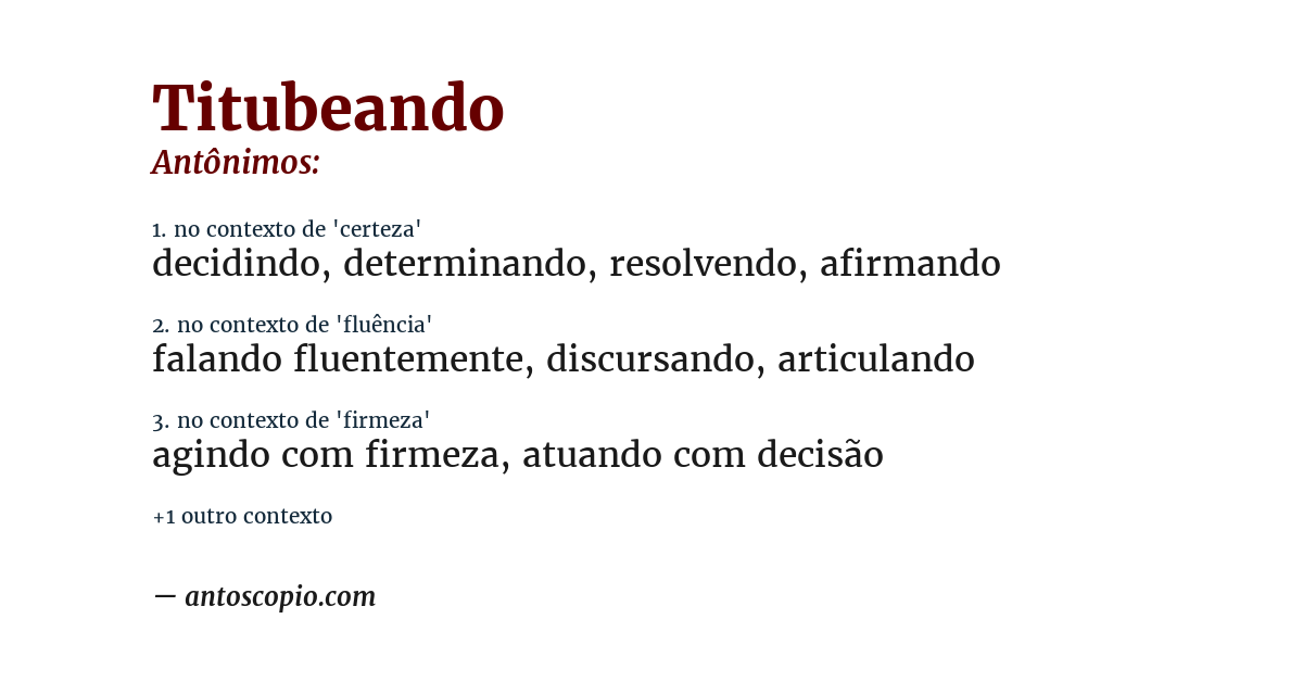 Antônimo de titubeando