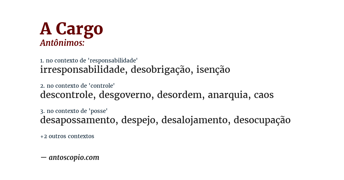 Antônimo de a cargo