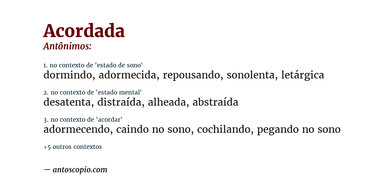 Antônimo de acordada