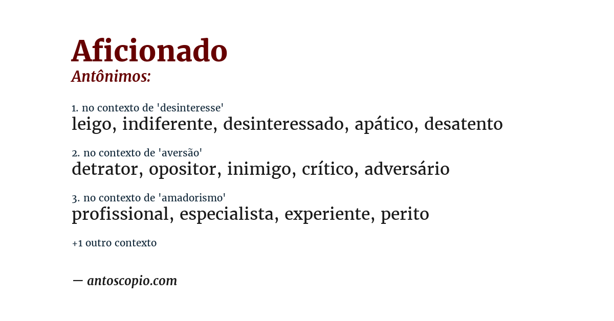 Antônimo de aficionado
