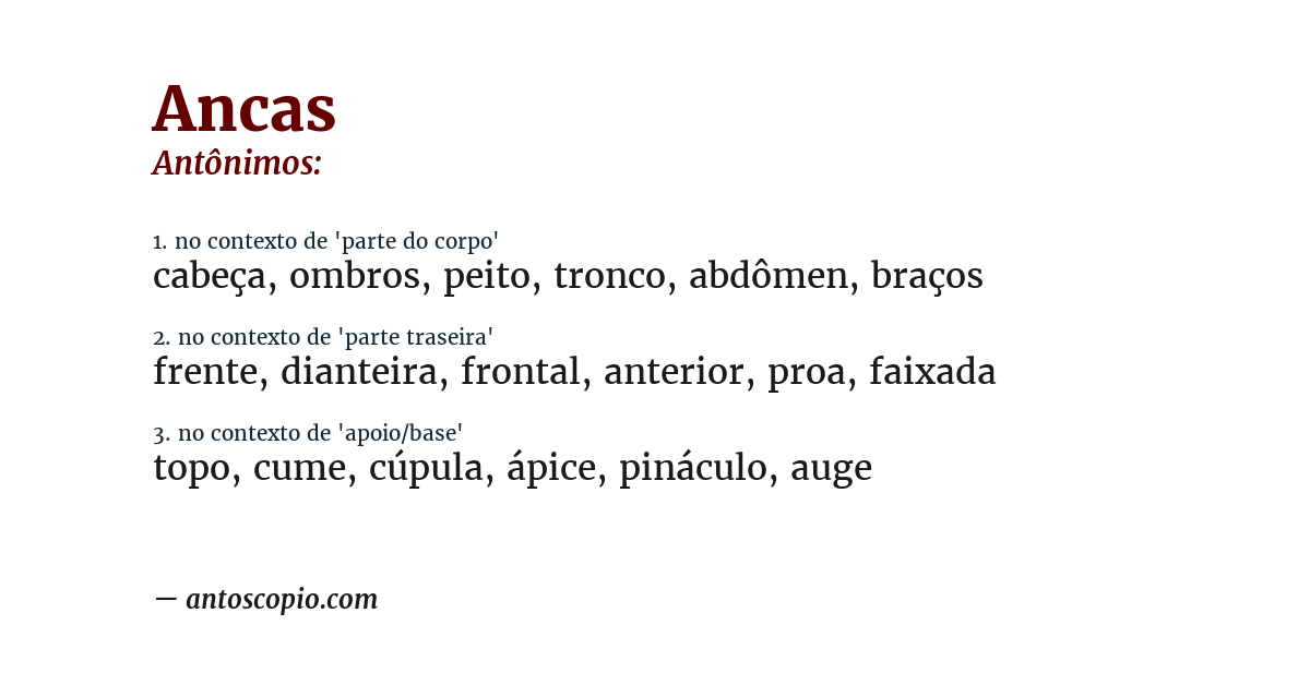 Antônimo de ancas