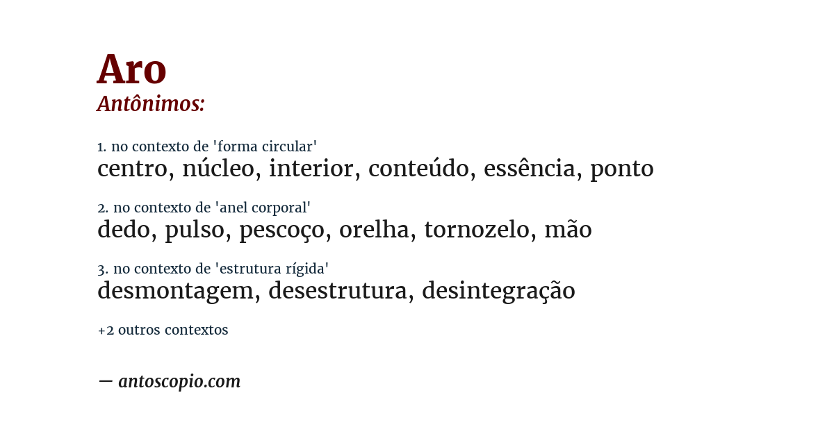 Antônimo de aro
