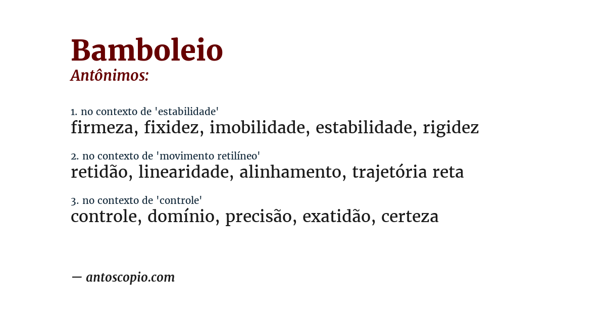 Antônimo de bamboleio