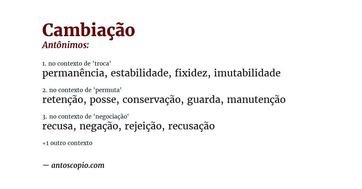 Antônimo de cambiação