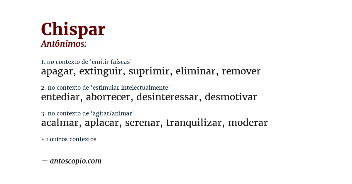 Antônimo de chispar