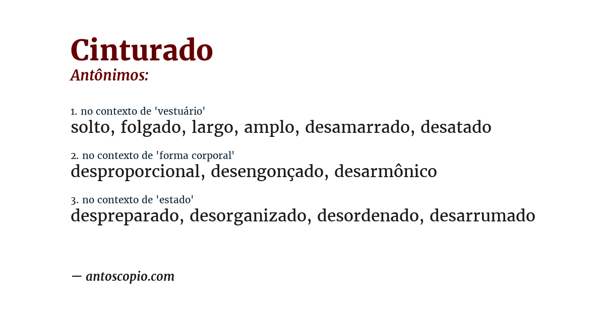 Antônimo de cinturado