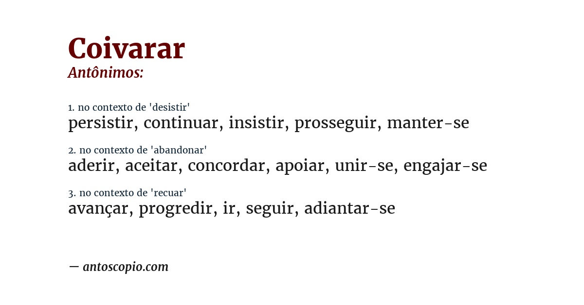 Antônimo de coivarar