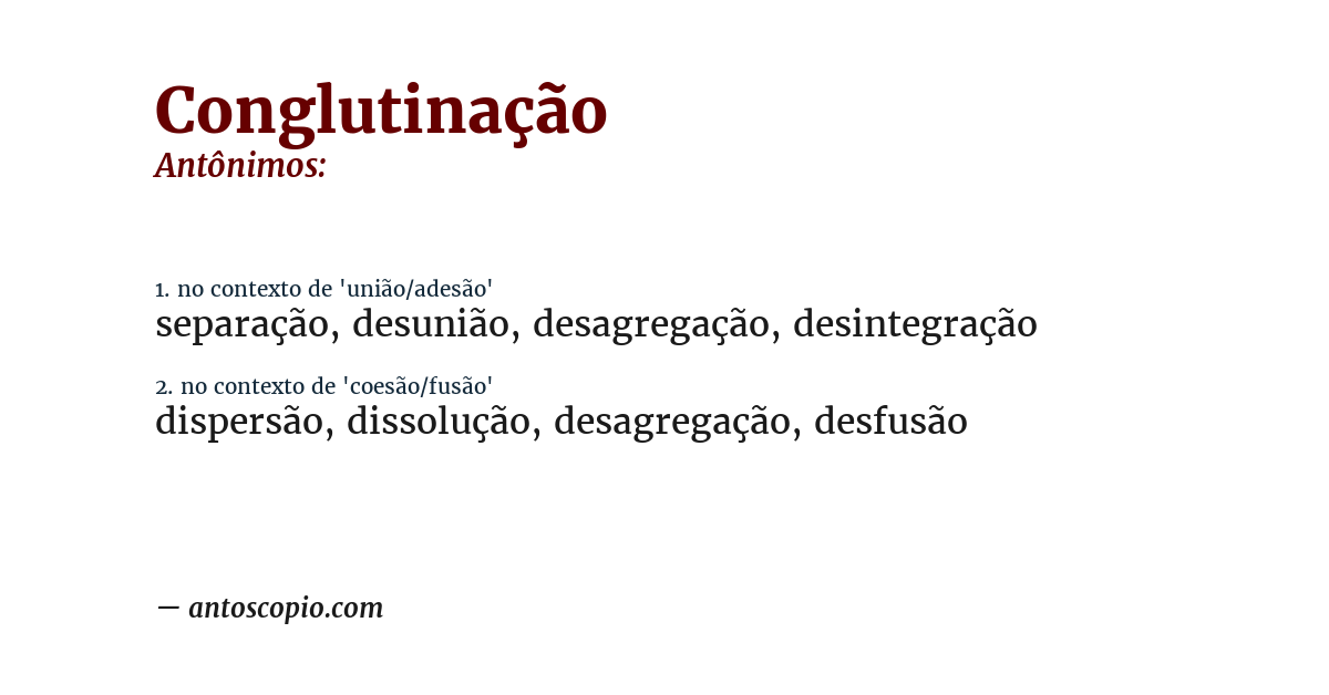 Antônimo de conglutinação