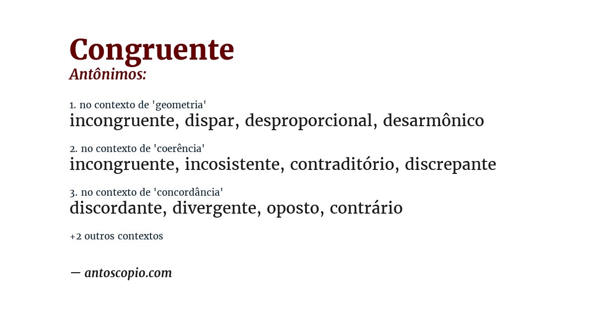 Antônimo de congruente
