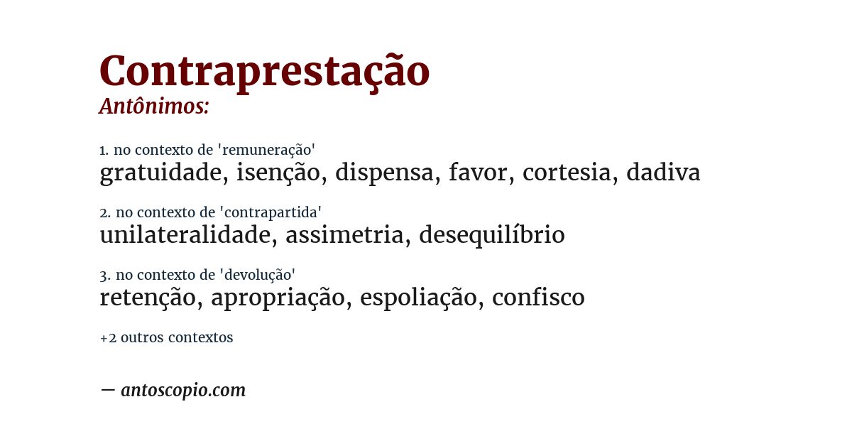 Antônimo de contraprestação