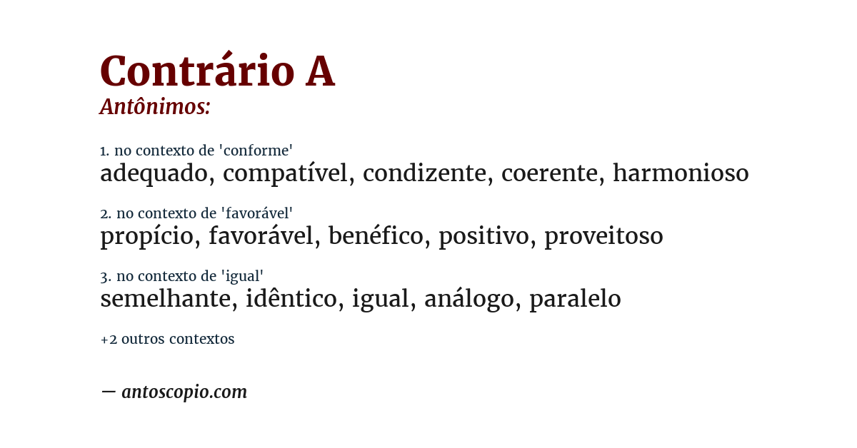 Antônimo de contrário a