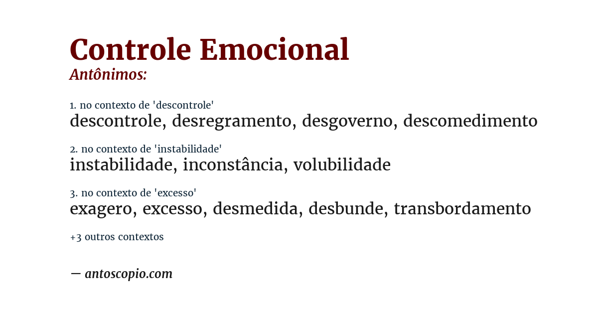 Antônimo de controle emocional