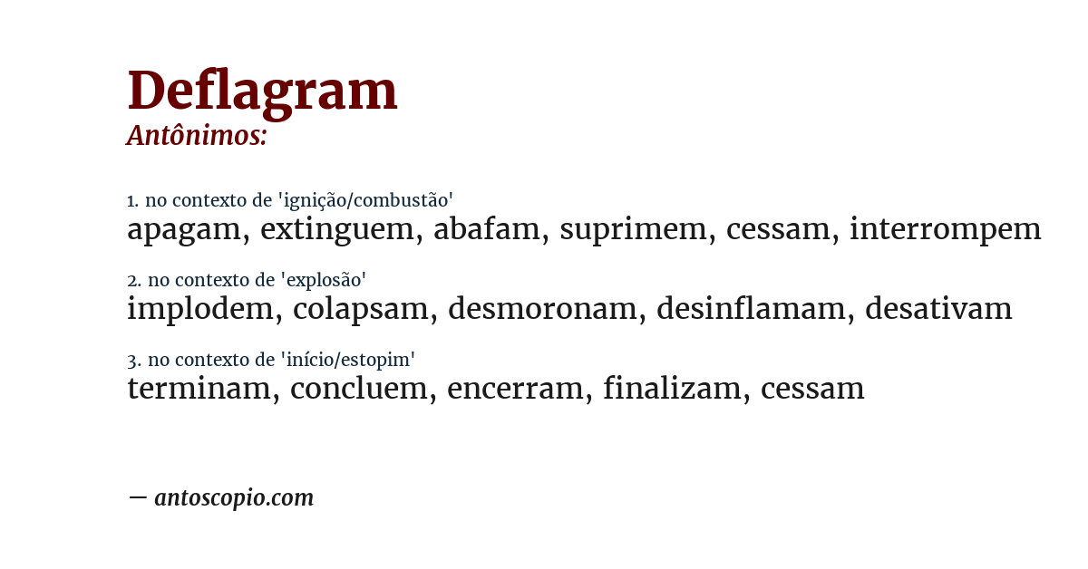 Antônimo de deflagram