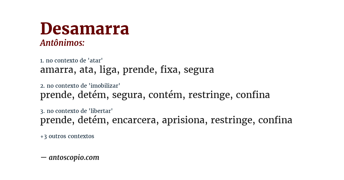 Antônimo de desamarra