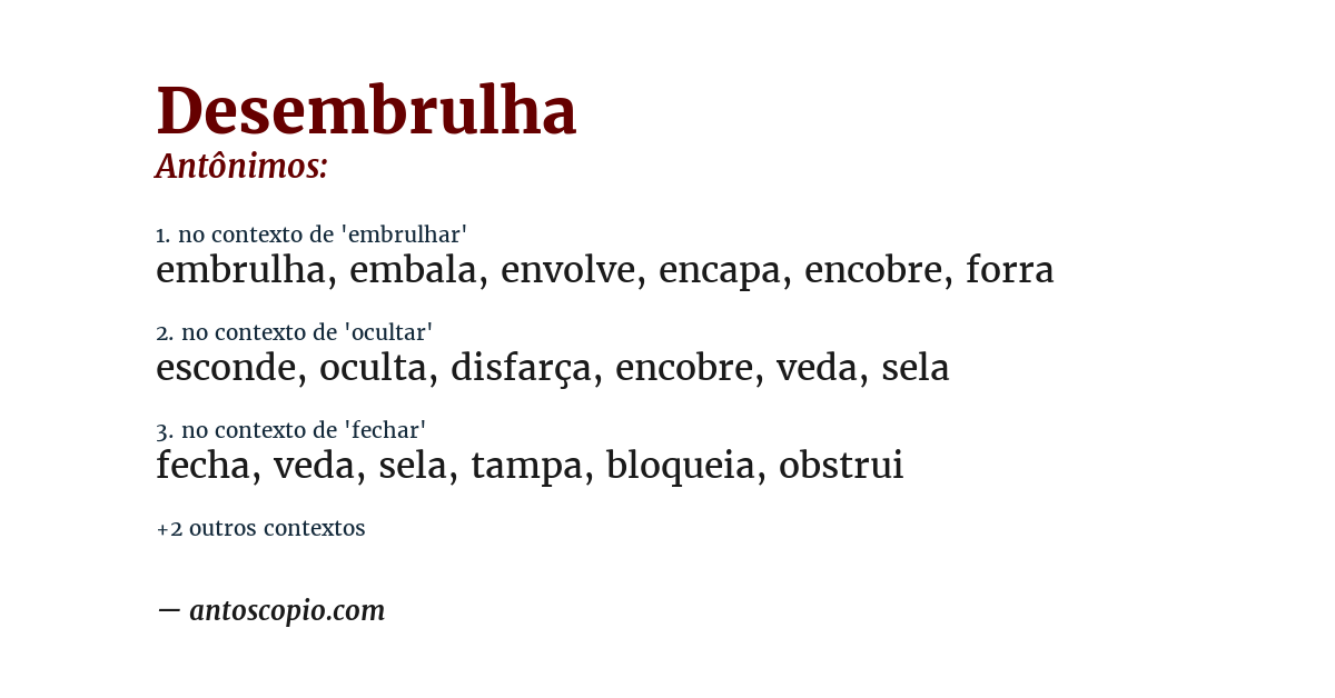 Antônimo de desembrulha