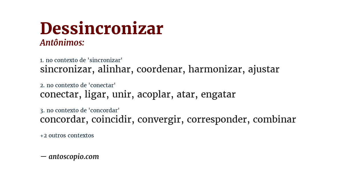 Antônimo de dessincronizar