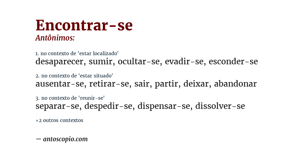 Antônimo de encontrar-se