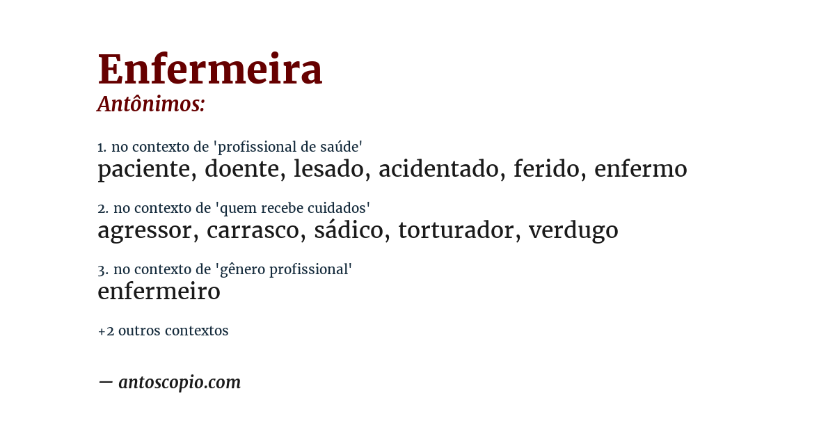 Antônimo de enfermeira