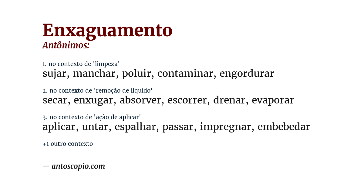 Antônimo de enxaguamento
