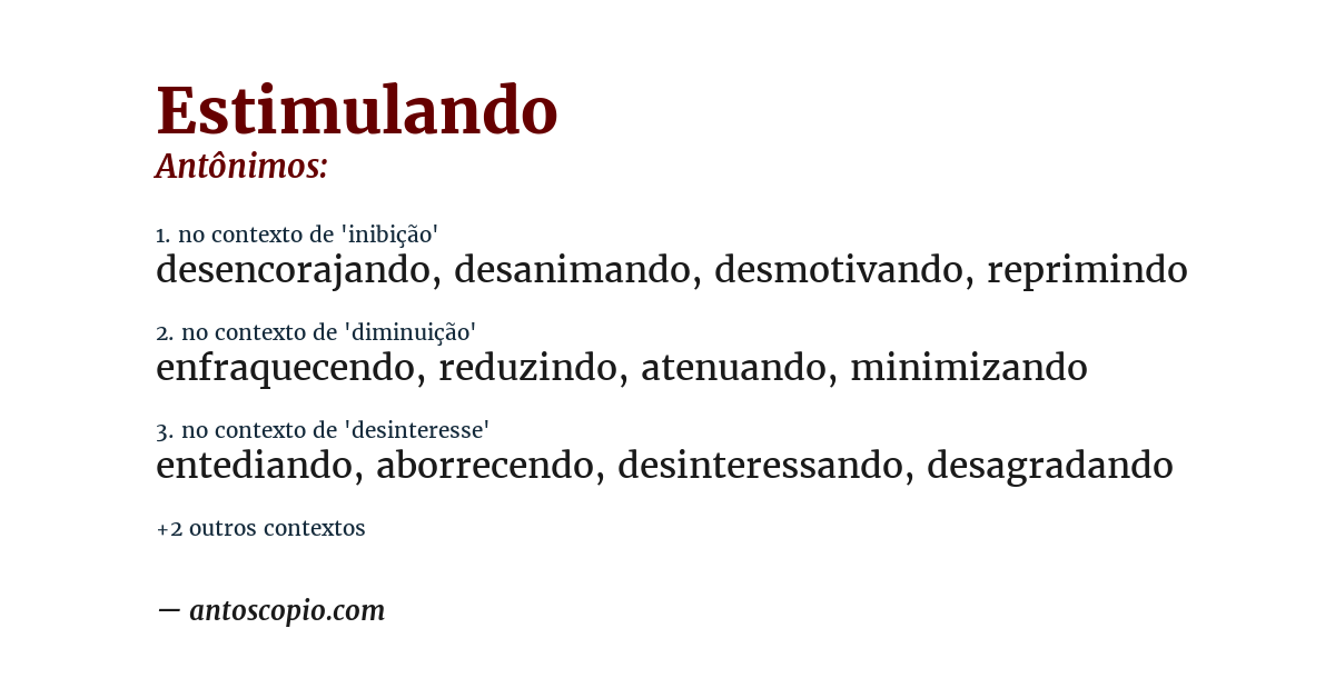 Antônimo de estimulando