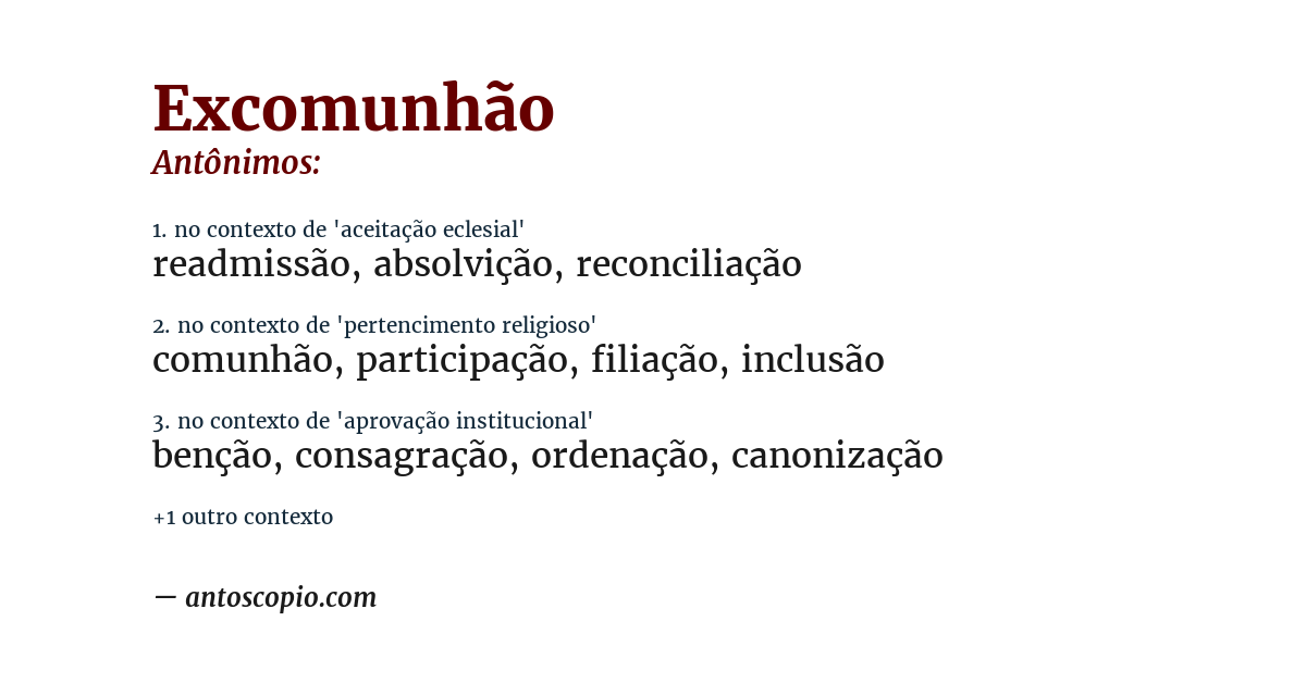 Antônimo de excomunhão