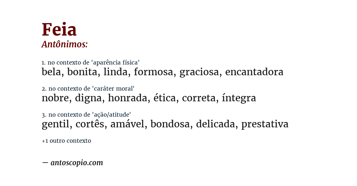Antônimo de feia