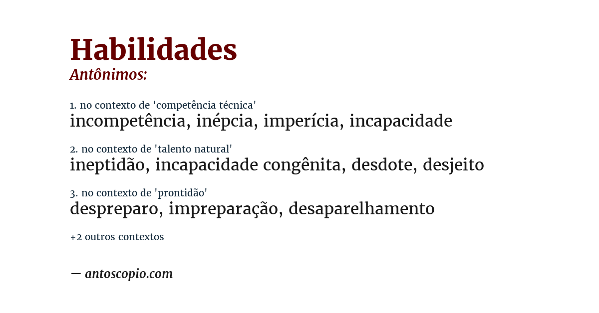 Antônimo de habilidades