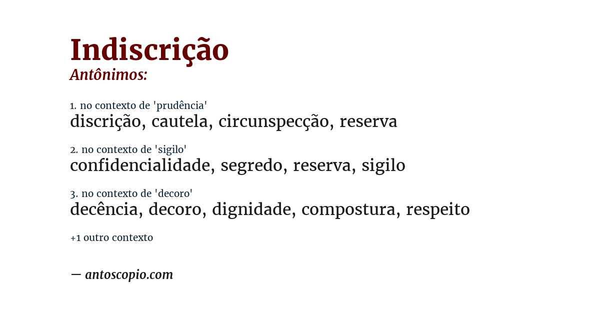 Antônimo de indiscrição