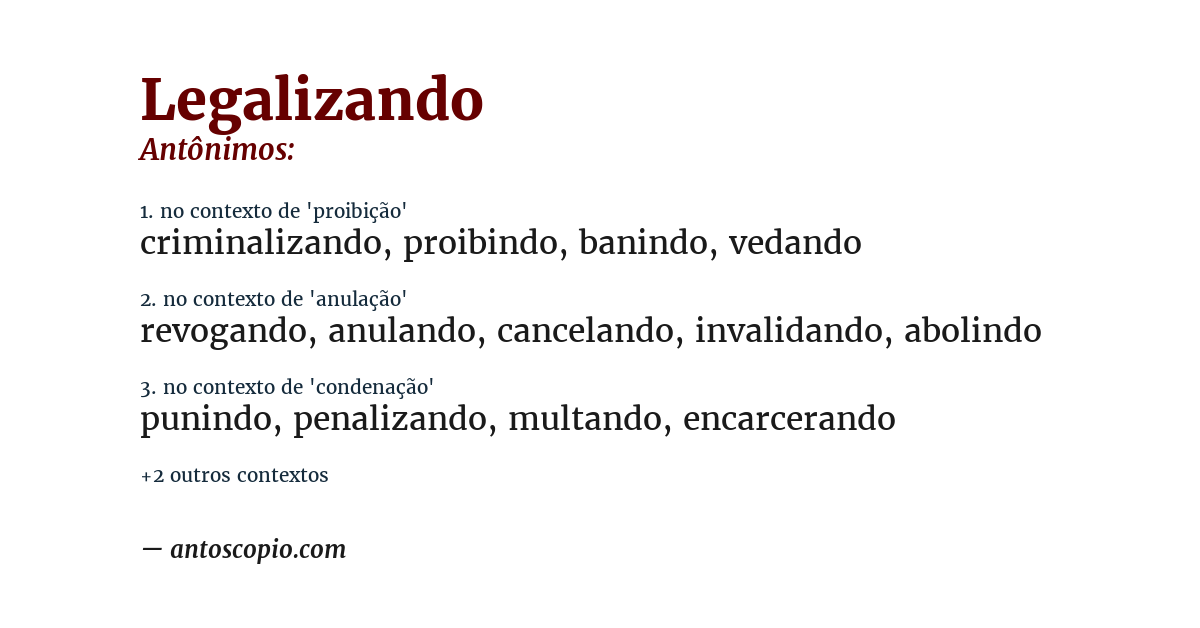 Antônimo de legalizando