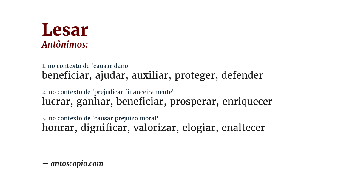 Antônimo de lesar