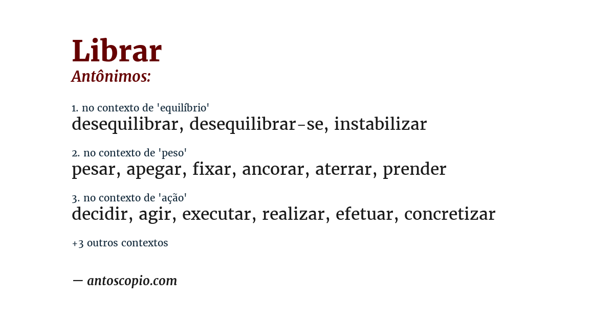 Antônimo de librar